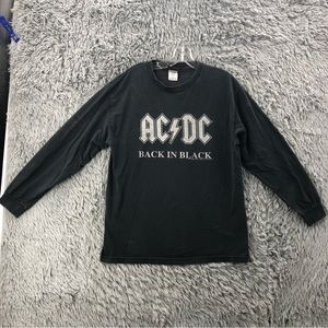 Aces & Eights Tshirt AC DC 80s Rock Music Unisex Large Back in Black Spellout